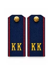 Погоны кадетские КК 10,5 см КАРТОН в сборе с фурнитурой темно-синие с красным кантом