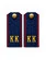 Погоны кадетские КК 10,5 см КАРТОН в сборе с фурнитурой темно-синие с красным кантом