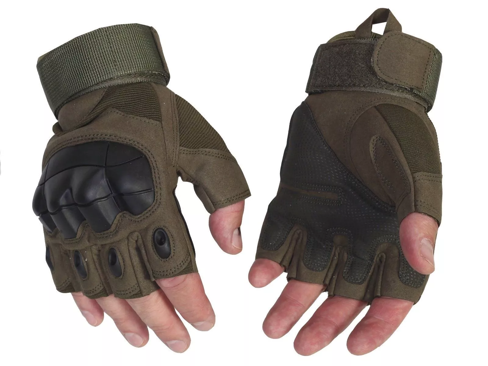 Перчатки тактические с мягкой вставкой А10 без пальцев цвет зеленый olive