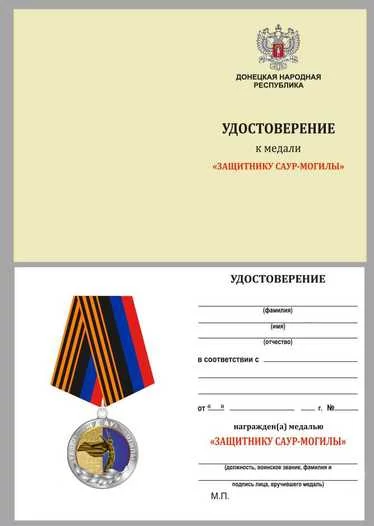 Медаль VoenPro ДНР Защитнику Саур-Могилы
