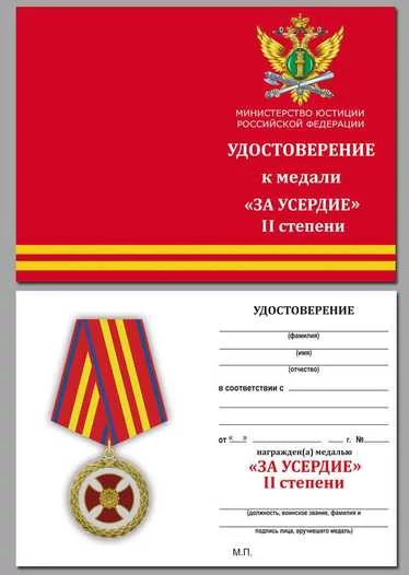 Медаль VoenPro За усердие 2 степени Минюст России