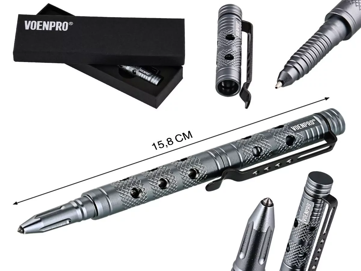 Ручка тактическая стилизованная с отверстиями цвет серый