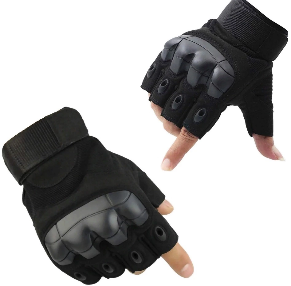 Перчатки тактические с мягкой вставкой А10 без пальцев цвет черный black
