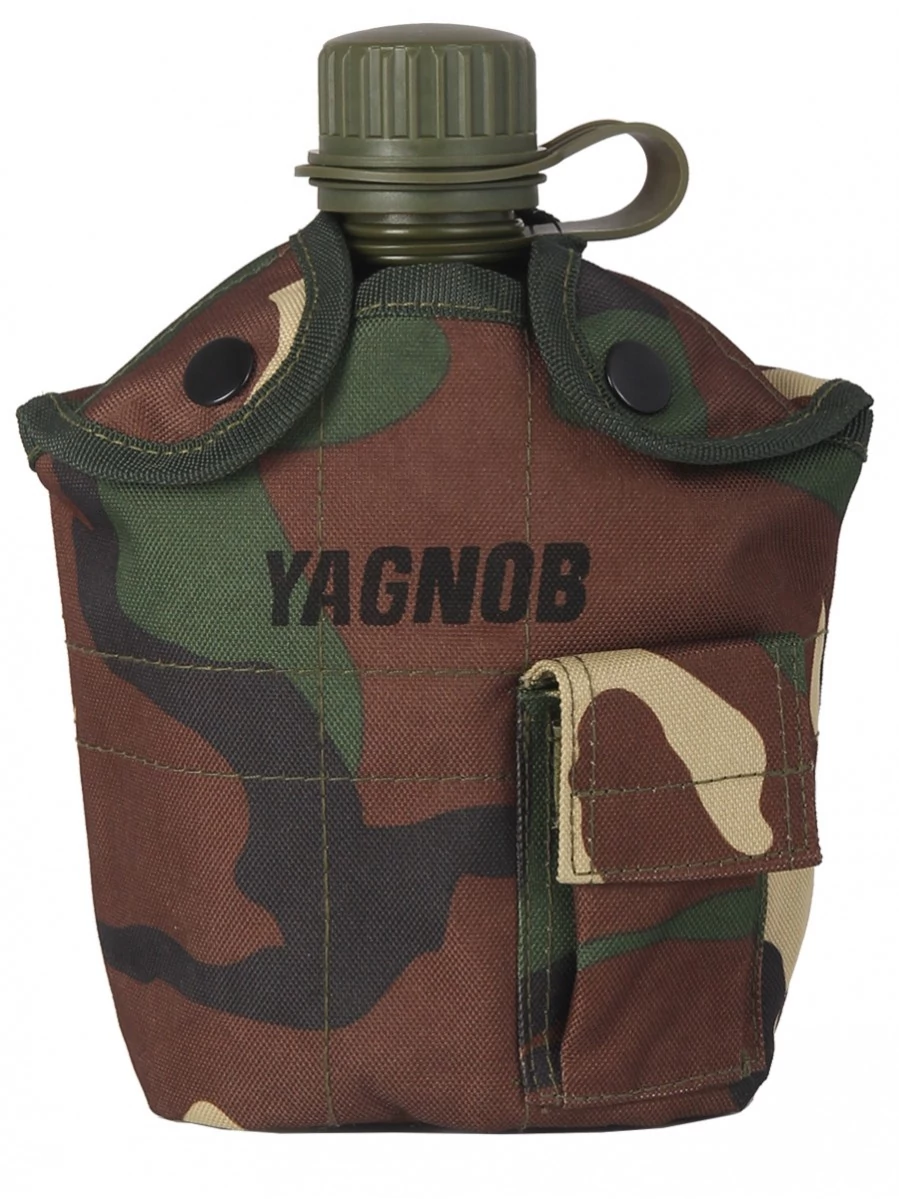Армейская фляга пластиковая 1 литр, в камуфлированном чехле, цвет Вудланд (Woodland)