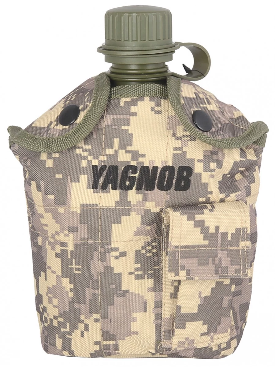 Армейская фляга пластиковая 1 литр, в камуфлированном чехле, цвет Цифровой серый