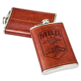 Фляжка в кожаном чехле МВД