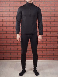 Комплект термобелья: кофта с воротником и кальсоны Level 2 цвет черный (black)