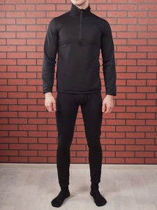 Комплект термобелья: кофта с воротником и кальсоны Level 2 цвет черный (black)