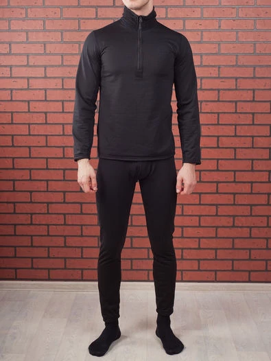 Комплект термобелья: кофта с воротником и кальсоны Level 2 цвет черный (black)