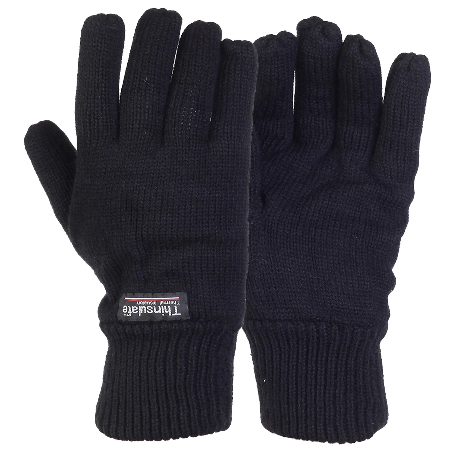 Зимние перчатки вязаные с утеплителем Thinsulate цвет черный