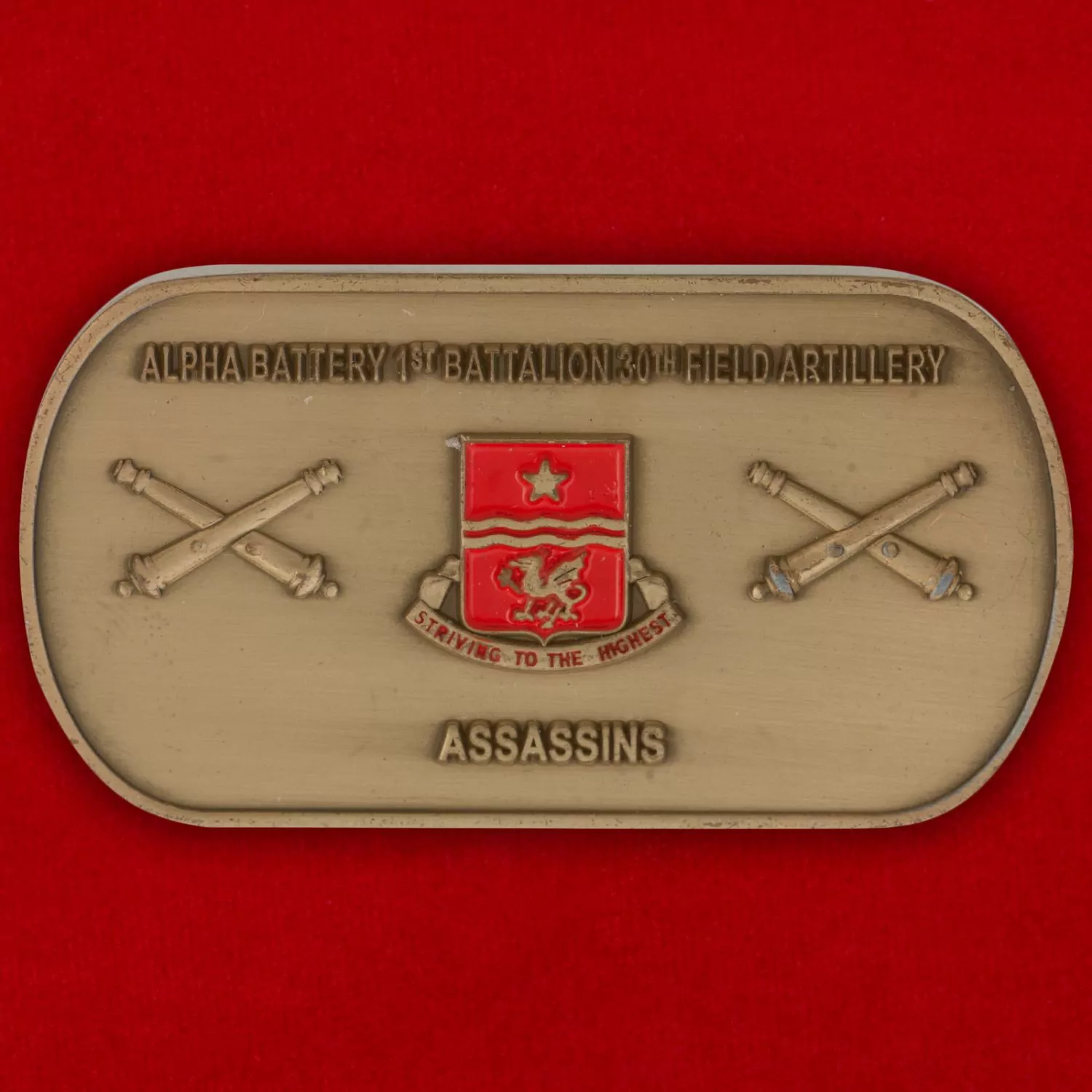 Челлендж коин "Батарее Альфа 1-го батальона 30-го полка Полевой артиллерии Армии США"
