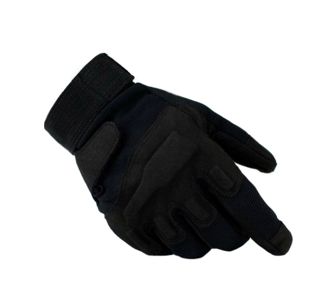Перчатки тактические 2 застежки мягкие закрытые цвет черный (black)
