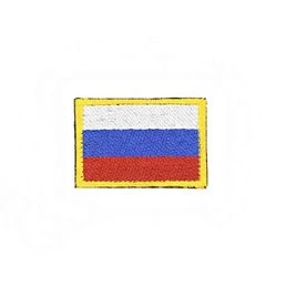 Шеврон вышитый на липучке Триколор с золотой рамкой