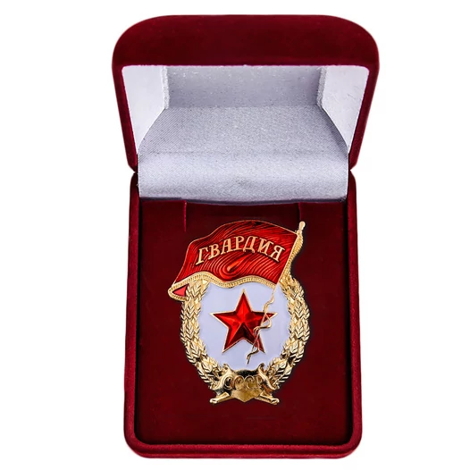 Знак "Гвардия" СССР в бархатистом бордовом футляре №642(406)