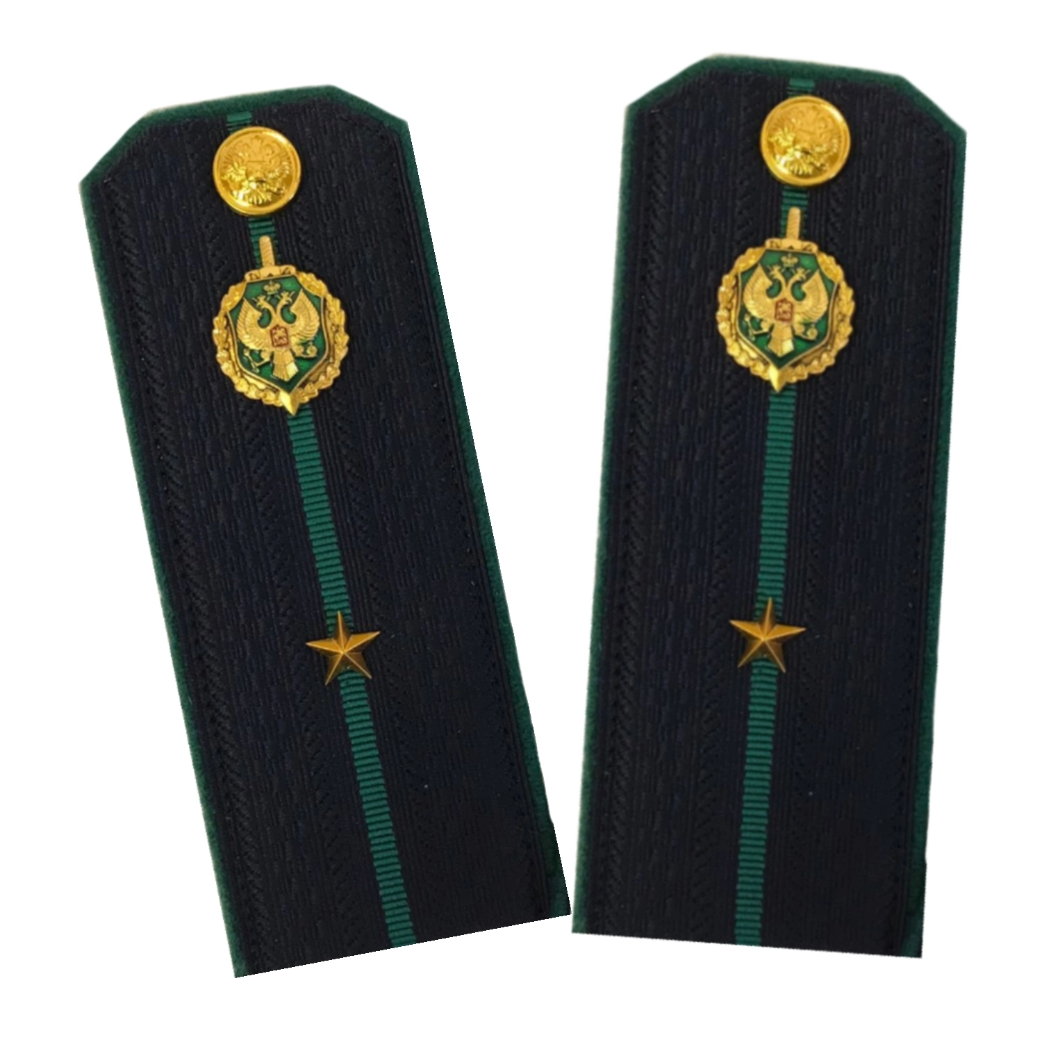 Погоны Пограничной службы ПС ФСБ в сборе картон на куртку звание Младший лейтенант 14х5,5см