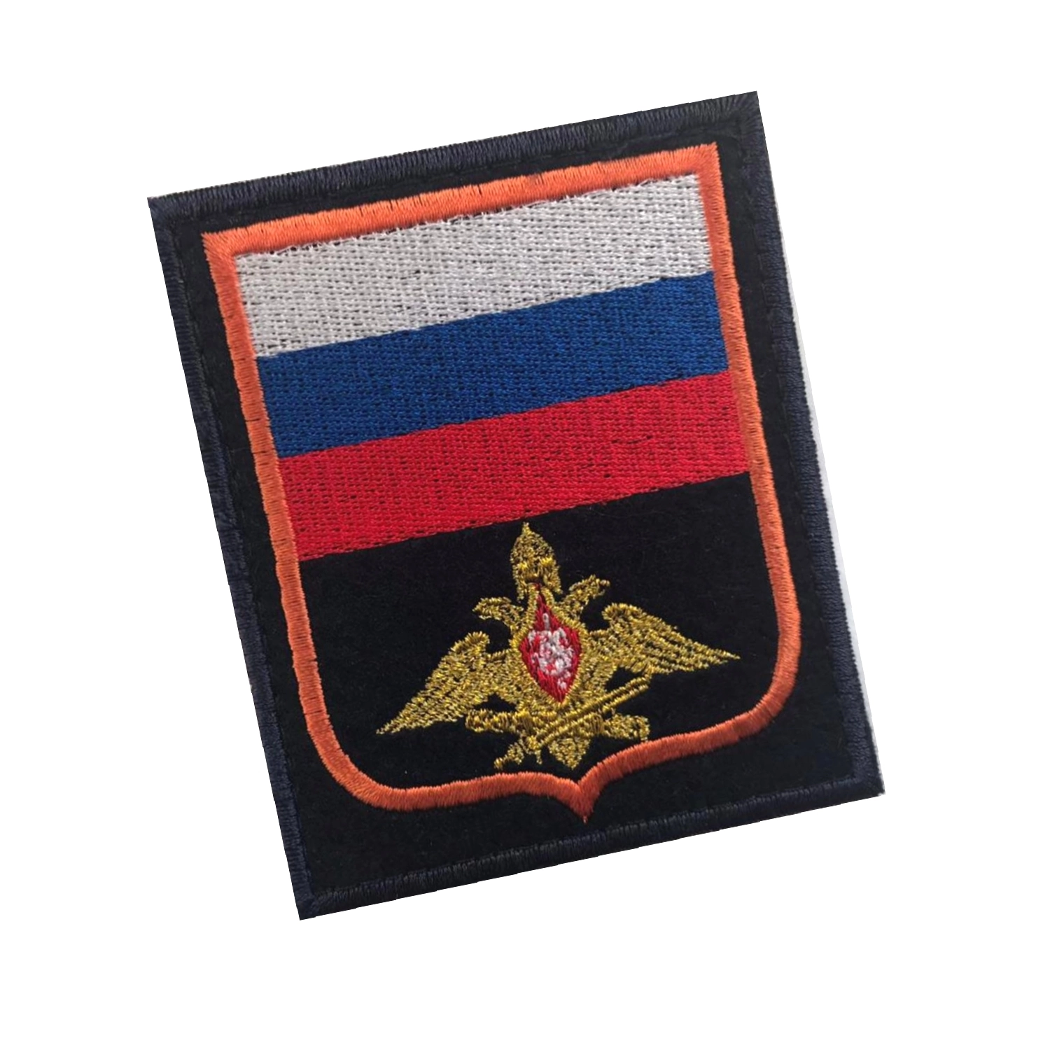 Нашивка ( шеврон ) на рукав МО ( Министерство обороны ) РФ Приказ № 300 8,5х10 вышитая оранжевый кант синяя на липучке