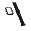 Комплект: Силиконовый ремешок + Чехол-накладка со стеклом для Apple Watch 40 мм цвет черный