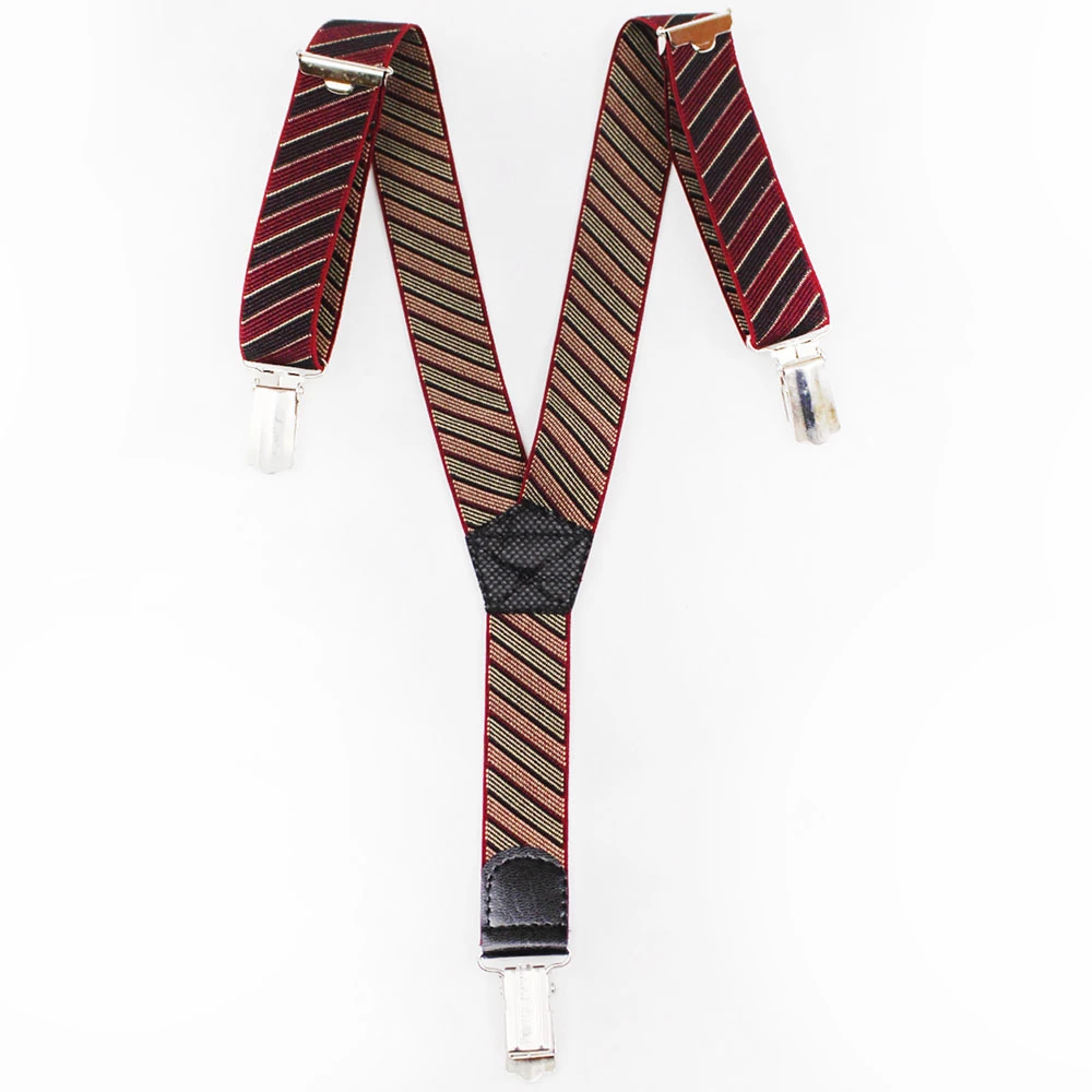 Подтяжки детские под галстук трехточечные Рост 120-130 см Цвет: бордовый и черный