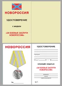 Медаль "За боевые заслуги Новороссии" - в футляре с удостоверением