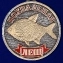 Медаль рыбака "Лещ" в наградном футляре с покрытием из флока