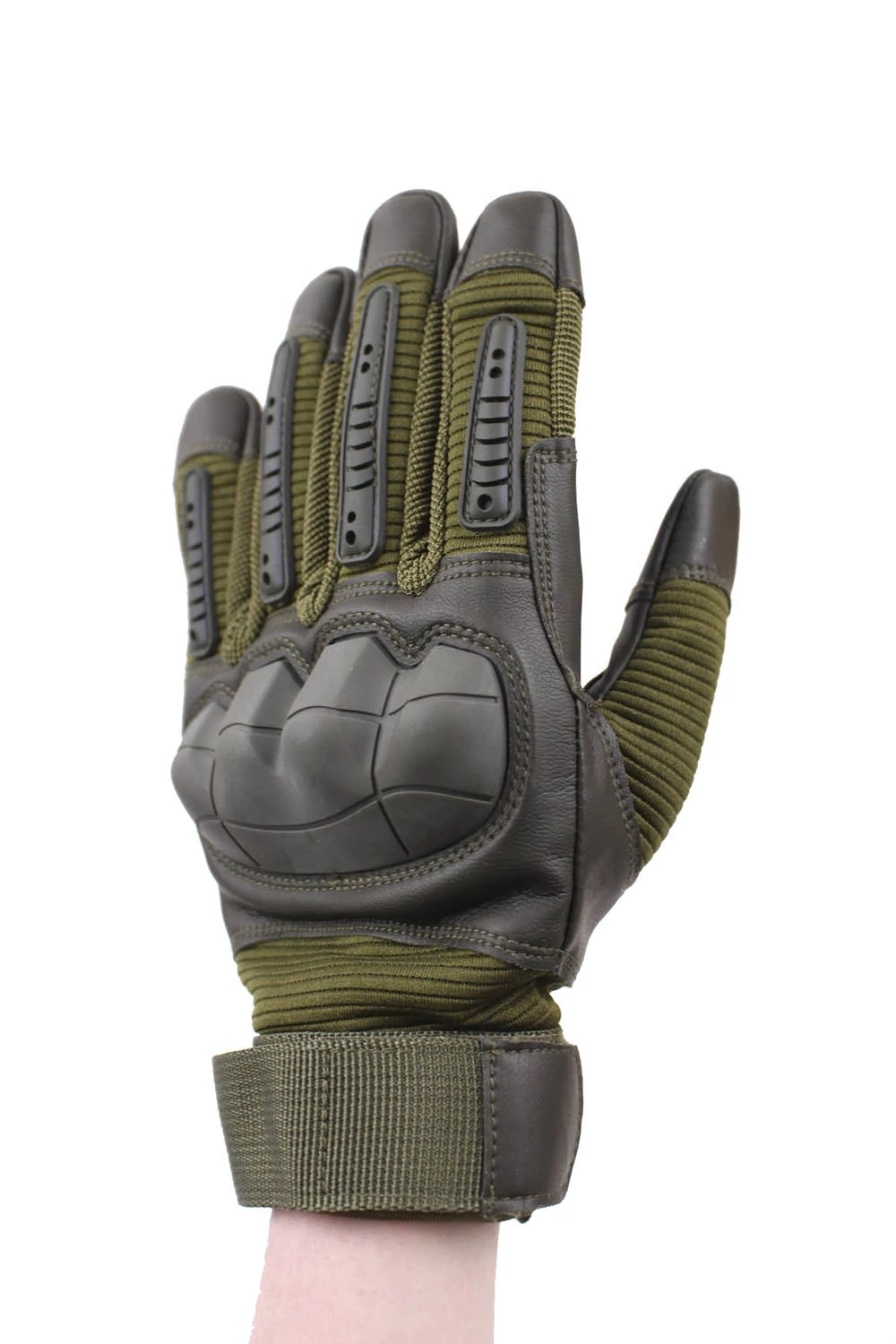 Перчатки тактические с мягкой вставкой для защиты костяшек A16 цвет олива с темными накладками