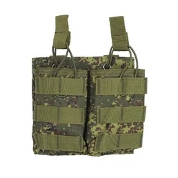 Подсумок под магазины АК двойной с петлями и MOLLE 17х17 см цвет камуфляж цифра зеленая