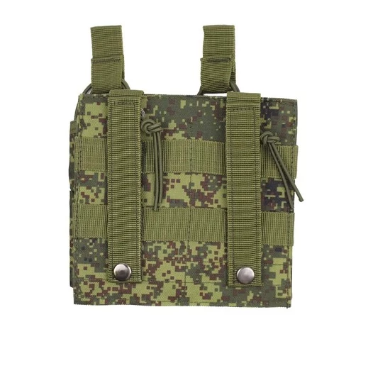 Подсумок под магазины АК двойной с петлями и MOLLE 17х17 см цвет камуфляж цифра зеленая