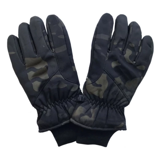 Перчатки зимние Softshell с искусственным мехом камуфляжные MTP black