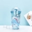 Стакан с трубочкой бутылка для воды с блестками "Динозаврик" 500мл. цвет синий