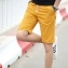 Летние мужские шорты на шнурке для города и отдыха хлопковые желтые
