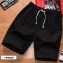 Летние мужские шорты на шнурке для города и отдыха хлопковые черные
