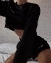 Костюм летний женский тройка короткая толстовка шорты топ  цвет черный
