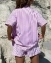 Костюм летний двойка шорты и рубашка полосатый фиолетовый
