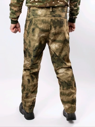 Брюки демисезонные на флисе тактические ткань Софтшелл Softshell цвет камуфляж Мох зеленый