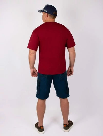 Мужская футболка Oversize летняя повседневная цвет бордовый jiuhong
