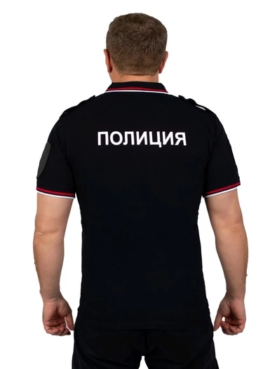 Футболка поло Полиция с надписью на груди и на спине