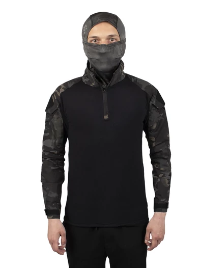 Рубашка тактическая Kamukamu боевая с налокотниками камуфляж MTP black