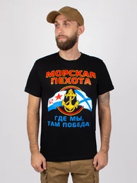 Чёрная футболка с символикой Морской пехоты