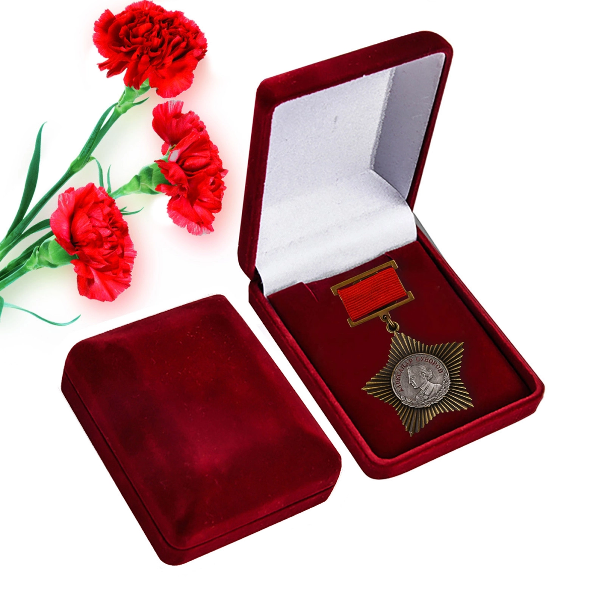 Сувенирный орден Суворова 2-й степени на колодке, в бархатистом футляре №647А(412)