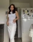 Платье макси лапша в рубчик вечернее цвет белый