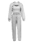 Спортивный костюм женский тройка короткая толстовка штаны топ  цвет серый