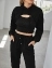 Спортивный костюм женский тройка короткая толстовка штаны топ  цвет черный