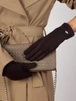 Перчатки женские флисовые утепленные с полоской "Виола" цвет коричневый