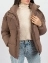 Куртка женская с воротником стойкой и клапаном на клепках цвет коричневый арт.С93