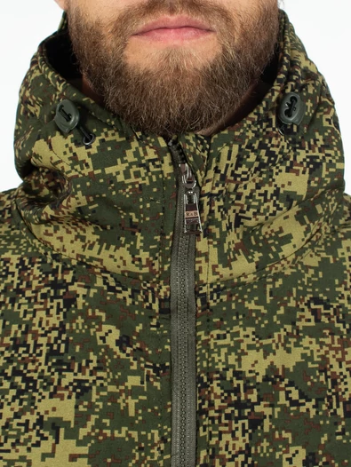Куртка тактическая военная демисезонная на флисе ткань Softshell камуфляж Пиксель зеленый