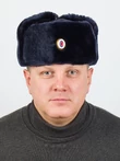 Шапка ушанка Полиции зимняя цвет темно - синий с кокардой