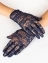 Женские перчатки кружевные с цветами прозрачные цвет темный синий