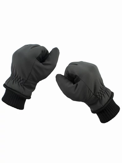 Перчатки зимние Softshell с искусственным мехом и противоскользящими вставками цвет серый