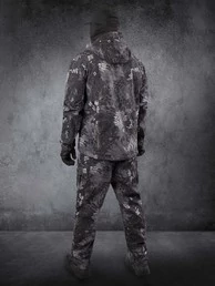 Костюм демисезонный на флисе ткань Софтшелл Softshell цвет камуфляж Python (ночь)