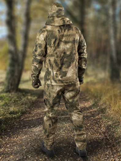Костюм демисезонный на флисе ткань Софтшелл Softshell цвет камуфляж Мох зеленый
